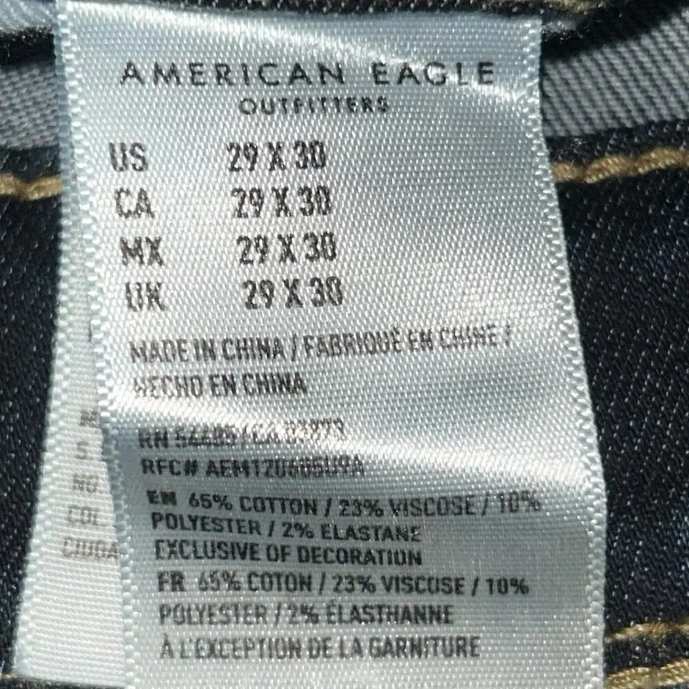 Mens American Eagle Outfitters Dark Blue Slim Denim Size 29 - Picture 7 of 11